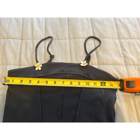 Natural Life Gray Cami Tank Top Small Daisy Strap Boho Festival Y2K Cottagecore - Picture 3 of 8